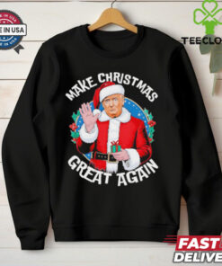 Make Christmas great again funny Santa Trump 2024 election design shirt