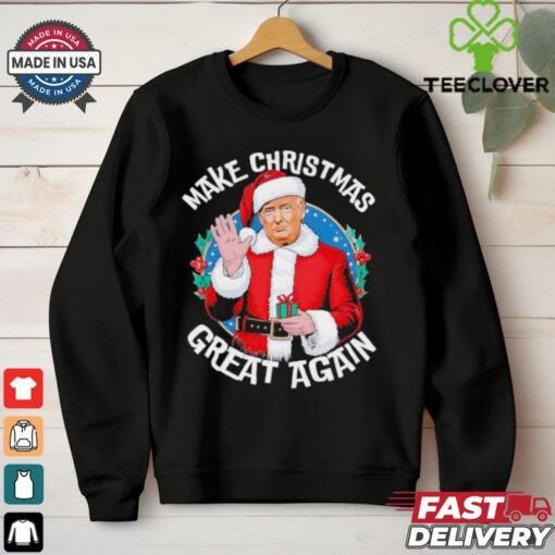 Make Christmas great again funny Santa Trump 2024 election design shirt