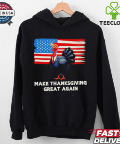 Make Thanksgiving great again Trump Turkey funny elections US flag shirt