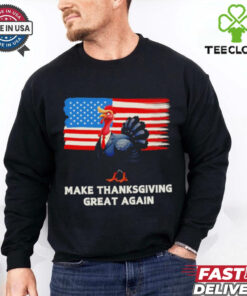 Make Thanksgiving great again Trump Turkey funny elections US flag shirt