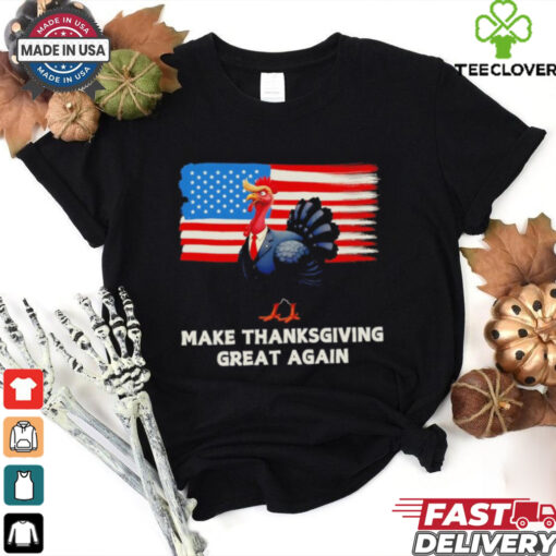 Make Thanksgiving great again Trump Turkey funny elections US flag shirt
