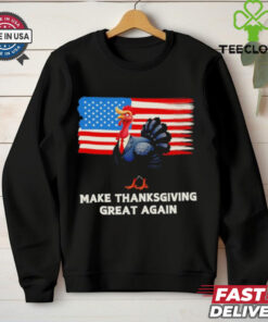 Make Thanksgiving great again Trump Turkey funny elections US flag shirt