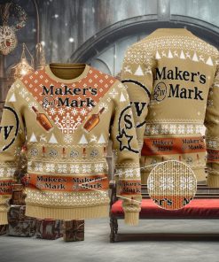 Maker’s Mark Whiskey Knitted Christmas 3D Sweater Gift Holidays