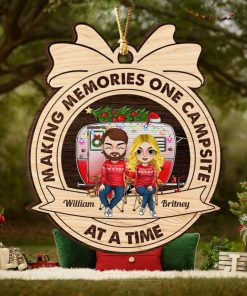 Making Memories One Campsite, Personalized Wood Ornament, Gifts For Couple