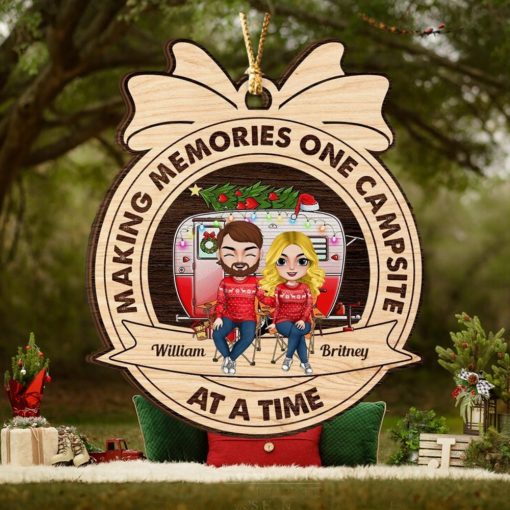 Making Memories One Campsite, Personalized Wood Ornament, Gifts For Couple