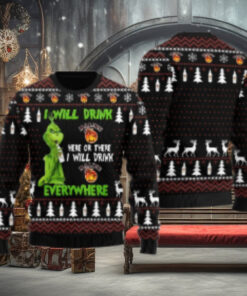Malibu Grinch Will Drink Everywhere Ugly Sweater