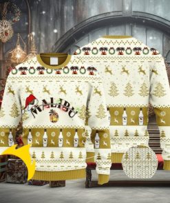 Malibu Rum Reindeer Snowy Night Christmas Ugly Sweater 3D