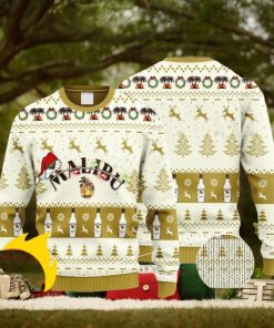 Malibu Rum Reindeer Snowy Night Christmas Ugly Sweater 3D