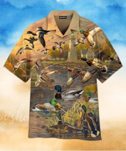 Mallard Duck Lake Sunset Trendy Hawaiian Shirt For