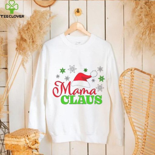 Mama Claus with Christmas Santa Hat and Snowflakes T Shirt