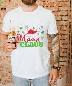 Mama Claus with Christmas Santa Hat and Snowflakes T Shirt