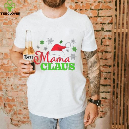 Mama Claus with Christmas Santa Hat and Snowflakes T Shirt
