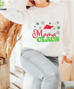 Mama Claus with Christmas Santa Hat and Snowflakes T Shirt