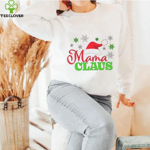 Mama Claus with Christmas Santa Hat and Snowflakes T Shirt