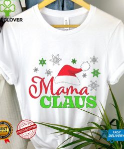 Mama Claus with Christmas Santa Hat and Snowflakes T Shirt