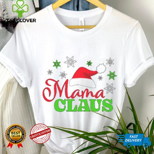 Mama Claus with Christmas Santa Hat and Snowflakes T Shirt