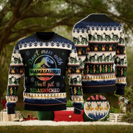 Mamasaurus Ugly Christmas Sweater Family Noel Gift