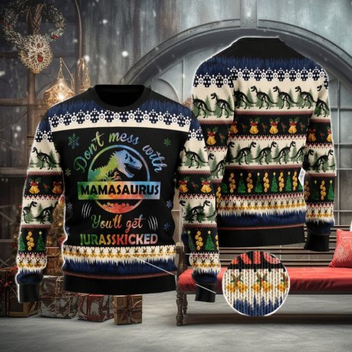 Mamasaurus Ugly Christmas Sweater Family Noel Gift