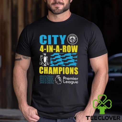 Manchester City 2024 Premier League Champions Four Years In A Row Unisex T Shirt