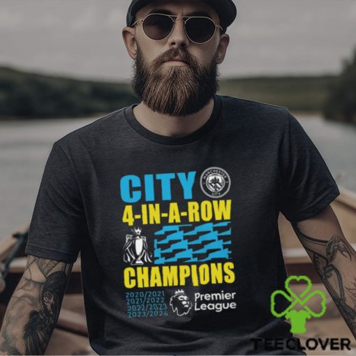 Manchester City 2024 Premier League Champions Four Years In A Row Unisex T Shirt