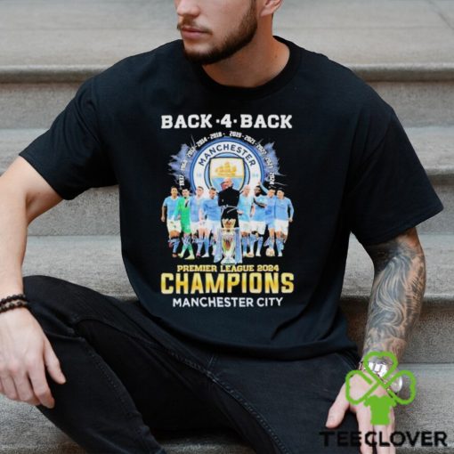 Manchester City Football Team 2024 Back 4 Back Premier League Champions Signature Shirt