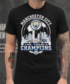 Manchester City Skyline 2023 The Treble Champions Shirt