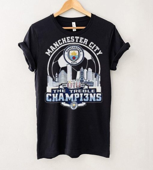 Manchester City Skyline 2023 The Treble Champions Shirt