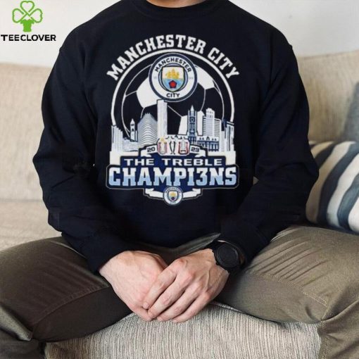 Manchester City Skyline 2023 The Treble Champions Shirt