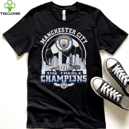 Manchester City Skyline 2023 The Treble Champions Shirt