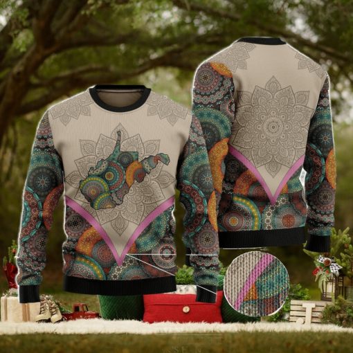 Mandala West Virginia Home Ugly Christmas Sweater Family Noel Gift