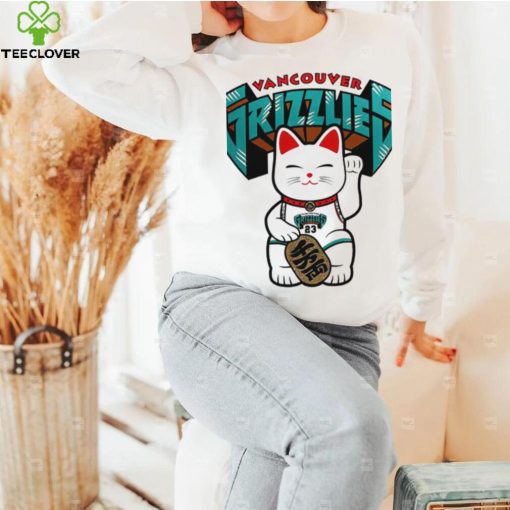 Maneki Neko Lucky cat X Vancouver Grizzlies logo shirt
