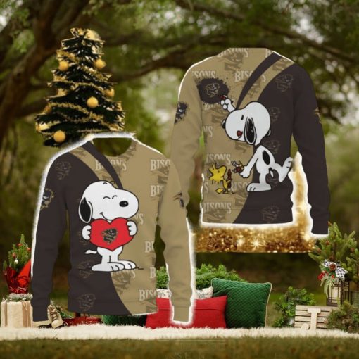 Manitoba Bisons Snoopy Cute Heart American Sports Team Funny 3D Sweater For Men And Women Gift Christmas