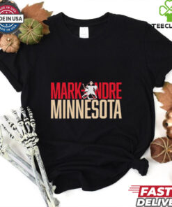 Marc-Andre Fleury Minnesota Wild Hockey Letter Star Shirt featuring a dynamic design highlighting Fleury’s legacy with the Minnesota Wild, incorporating his name, a letter graphic, and star elements to emphasize his star power in the NHL.