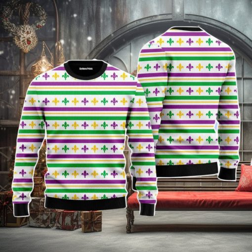 Mardi Gras Striped Seamless Christmas Unisex Ugly Sweater