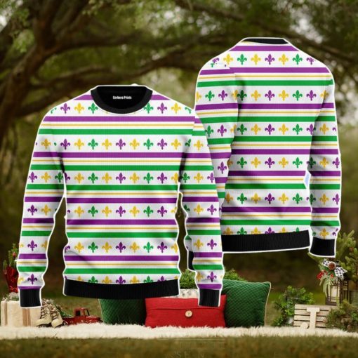Mardi Gras Striped Seamless Christmas Unisex Ugly Sweater