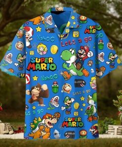 Mario Hawaiian Shirt Lets Go Blue Super Mario Best Hawaiian Shirts