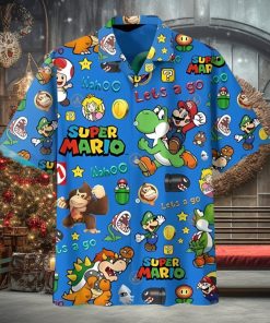 Mario Hawaiian Shirt Lets Go Blue Super Mario Best Hawaiian Shirts