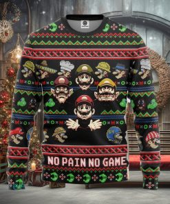 Mario No Pain No Game Ugly Christmas Sweater Gift For Men Women
