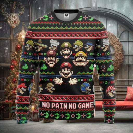 Mario No Pain No Game Ugly Christmas Sweater Gift For Men Women