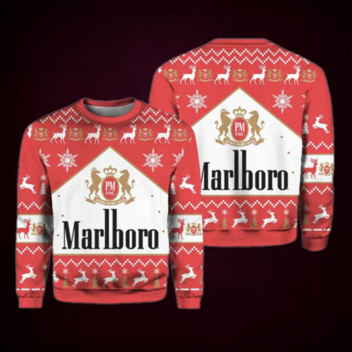 Marlboro Christmas Sweater, Classic Holiday Design Vintage Ugly Sweater