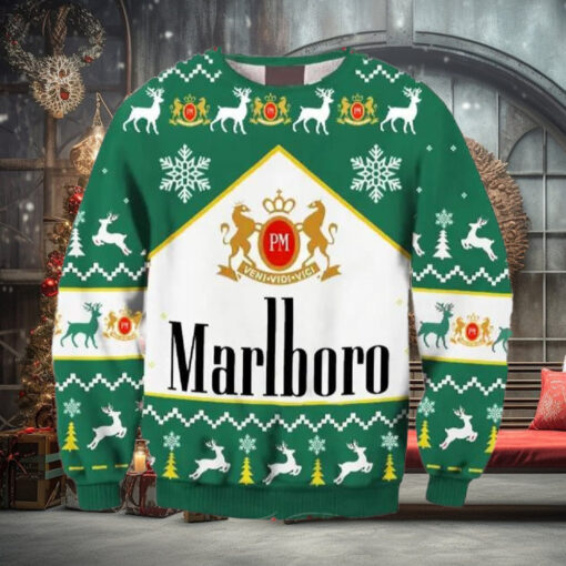 Marlboro Print Fun Ugly Christmas Sweater