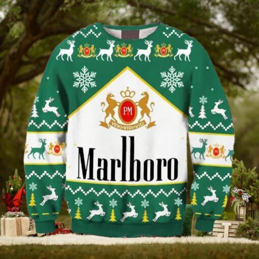 Marlboro Print Fun Ugly Christmas Sweater