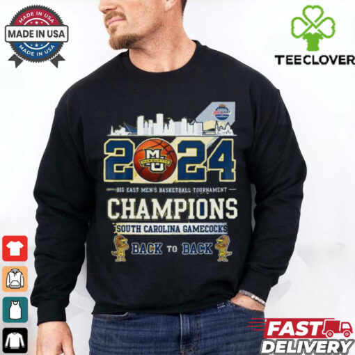 Marquette Golden Eagles 2024 Big East Men’s Basketball Tournament Champions South Carolina Gamecocks Back To Back Shirt