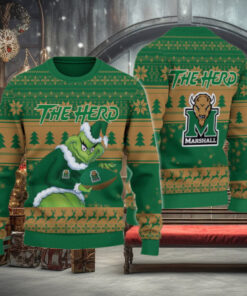 Marshall Thundering Herd Grinch Ugly Christmas Sweater