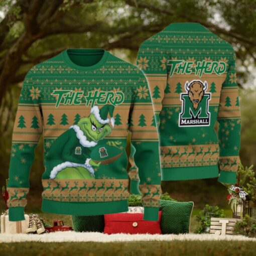Marshall Thundering Herd Grinch Ugly Christmas Sweater