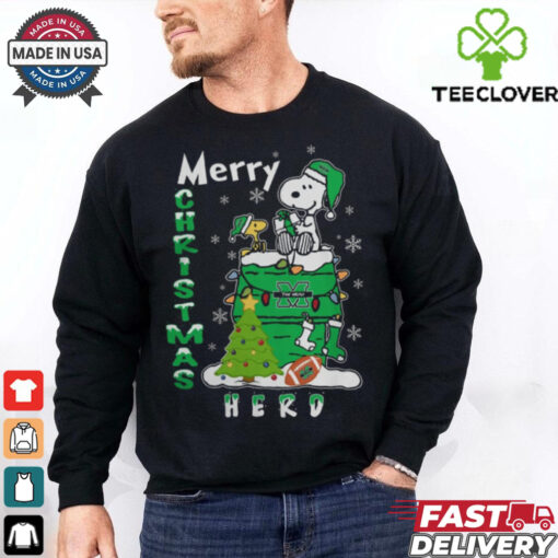 Marshall Thundering Herd Snoopy And Woodstock Merry Christmas Shirt