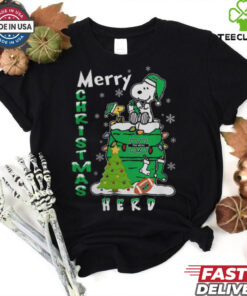 Marshall Thundering Herd Snoopy And Woodstock Merry Christmas Shirt