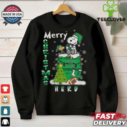 Marshall Thundering Herd Snoopy And Woodstock Merry Christmas Shirt