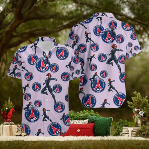 Marvel Avengers Attire Natasha Romanoff Hawaiian Camp Shirt Paris Saint Germain Fc