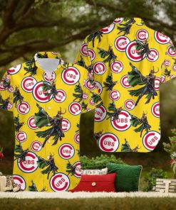 Marvel Avengers Edge Game Loki Hawaiian Button Up Shirt Mens Chicago Cubs